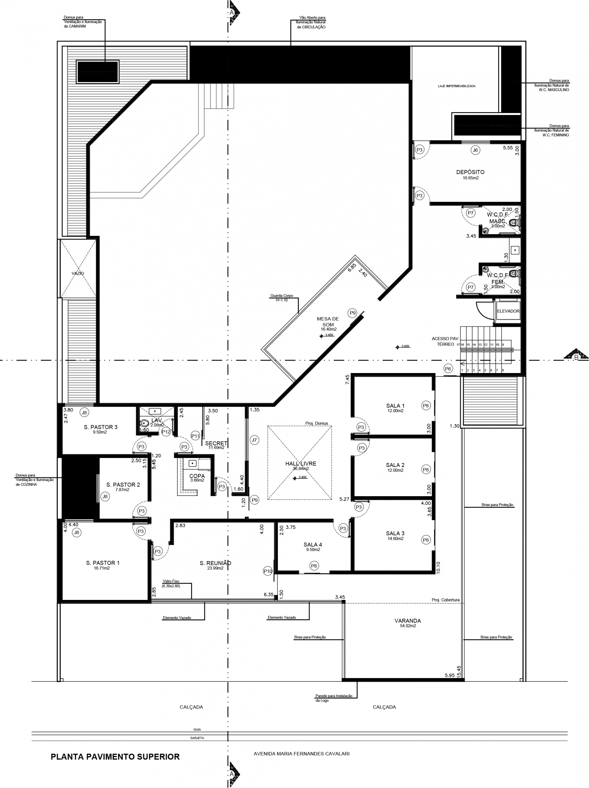 salas de aula e área administrativa 